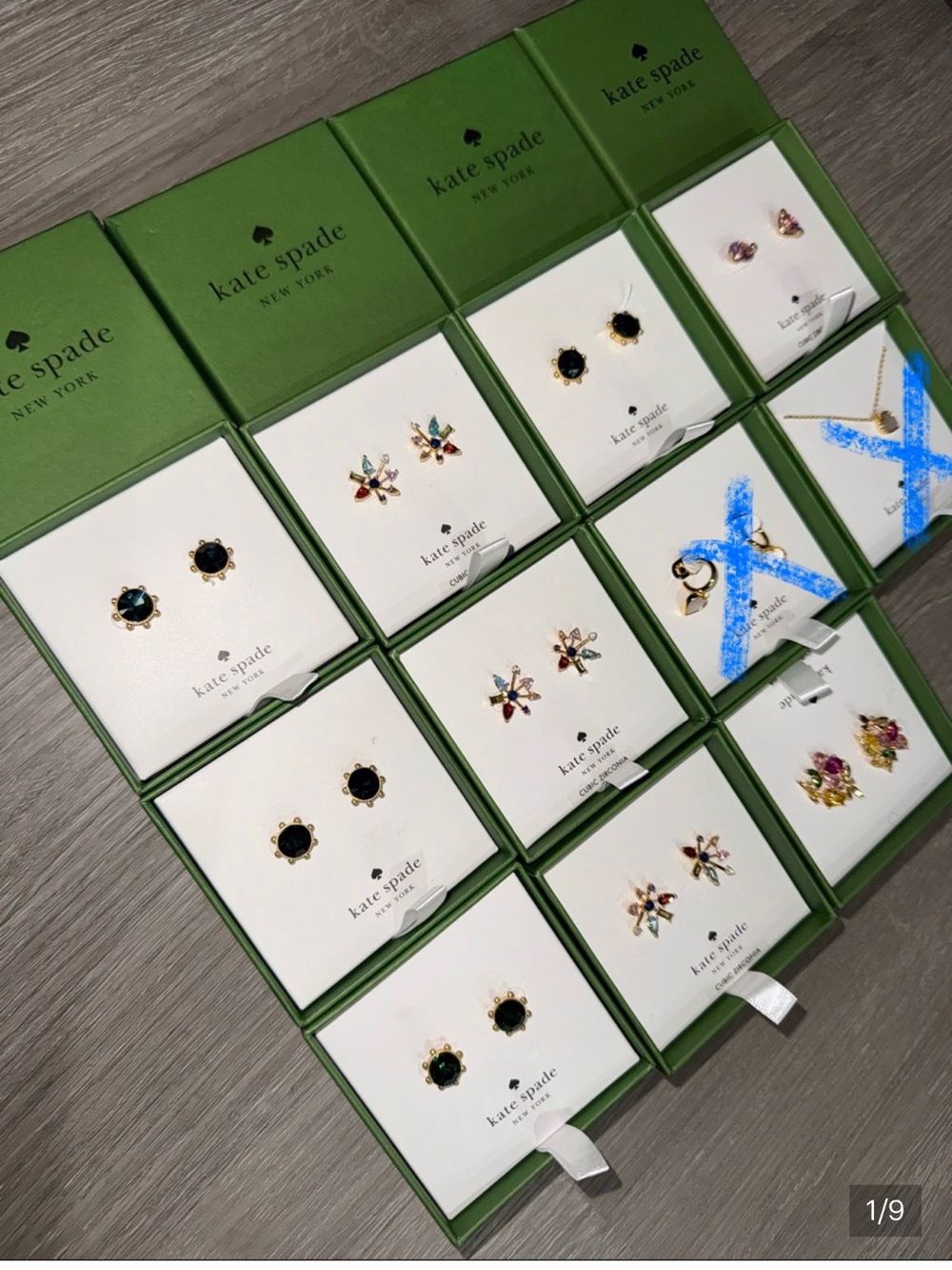 kate spade one box only  gold-tone multicolor crystal stud earring collection